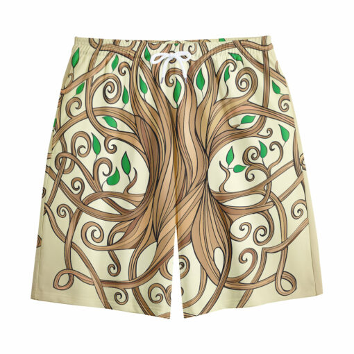 Tree Of Life Celtic Symbol Print Cotton Shorts