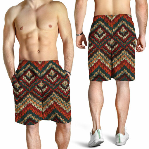 Vintage Knitted Pattern Print Men's Shorts