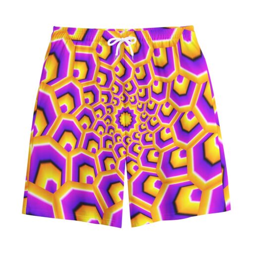 Yellow Hive Moving Optical Illusion Cotton Shorts