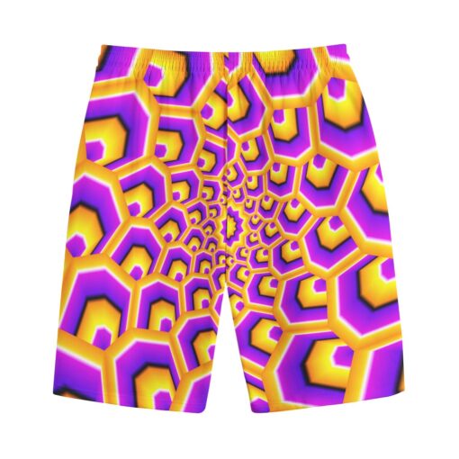 Yellow Hive Moving Optical Illusion Cotton Shorts