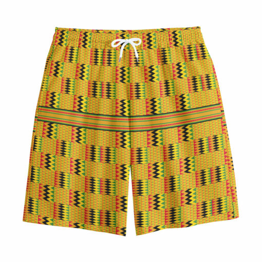 Yellow Kente Pattern Print Cotton Shorts