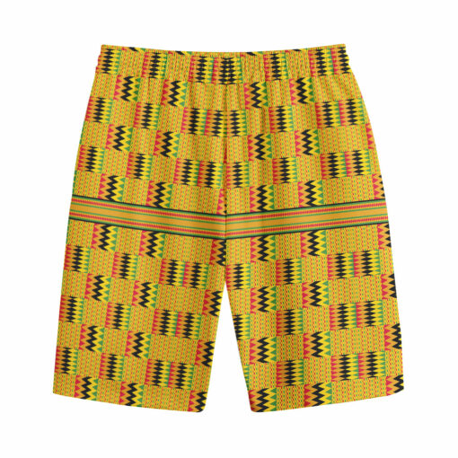 Yellow Kente Pattern Print Cotton Shorts