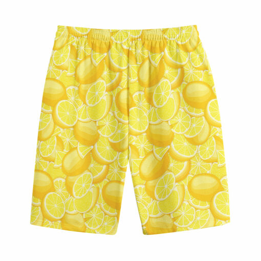 Yellow Lemon Pattern Print Cotton Shorts