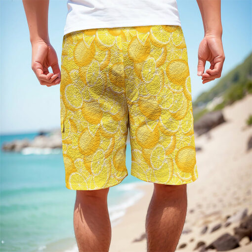 Yellow Lemon Pattern Print Men's Cargo Shorts