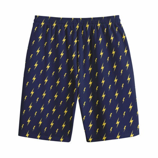 Yellow Lightning Bolts Pattern Print Cotton Shorts