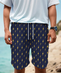 Yellow Lightning Bolts Pattern Print Men's Cargo Shorts