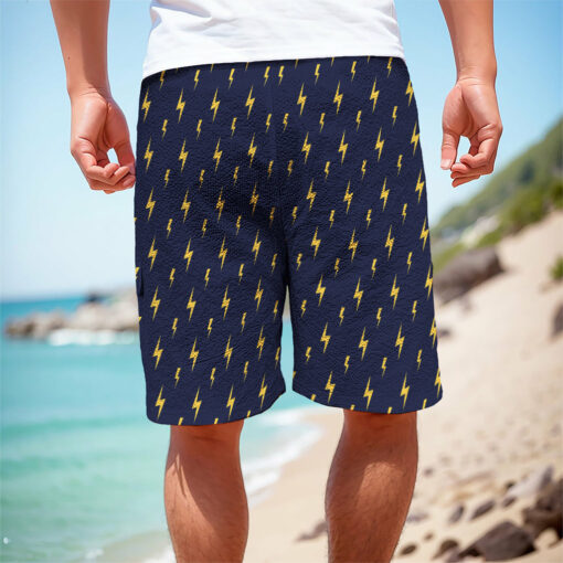 Yellow Lightning Bolts Pattern Print Men's Cargo Shorts