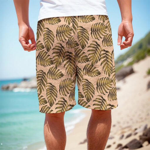 Yellow Monstera Leaves Pattern Print Men's Cargo Shorts