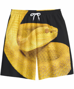 Yellow Snake Print Cotton Shorts