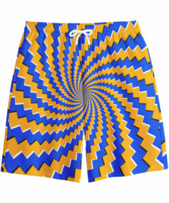 Yellow Spiral Moving Optical Illusion Cotton Shorts