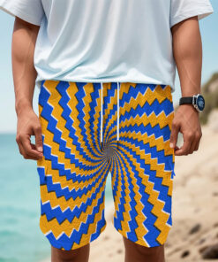 Yellow Spiral Moving Optical Illusion Men's Cargo Shorts