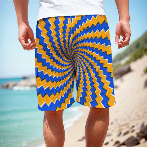Yellow Spiral Moving Optical Illusion Men's Cargo Shorts