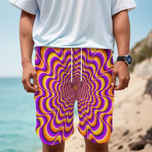 Yellow Splashing Moving Optical Illusion Men's Cargo Shorts