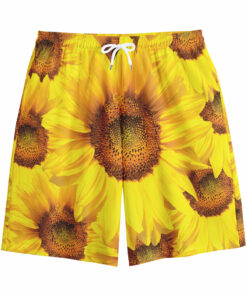 Yellow Sunflower Print Cotton Shorts