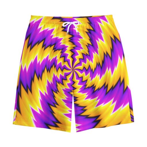 Yellow Vortex Moving Optical Illusion Cotton Shorts