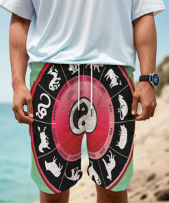Yin Yang Chinese Zodiac Signs Print Men's Cargo Shorts