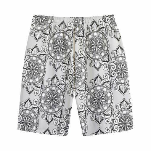 Zentangle Floral Pattern Print Cotton Shorts