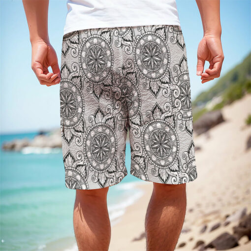Zentangle Floral Pattern Print Men's Cargo Shorts