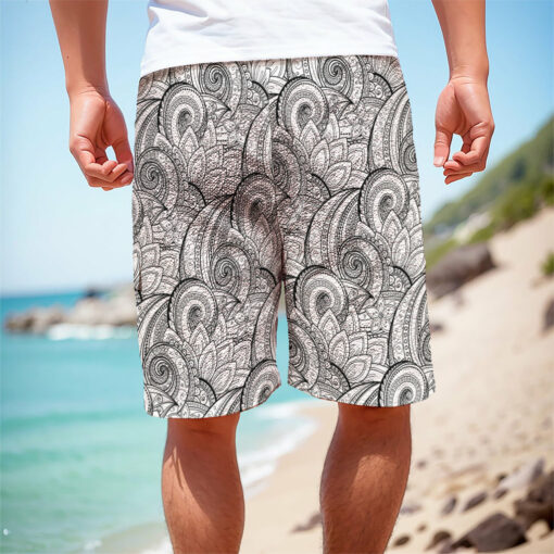 Zentangle Flower Pattern Print Men's Cargo Shorts