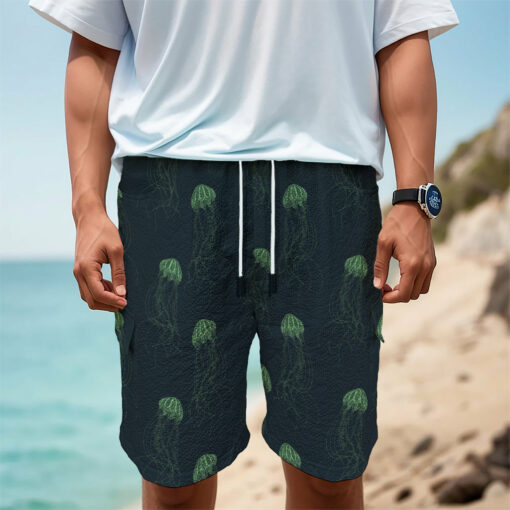 Zentangle Jellyfish Pattern Print Men's Cargo Shorts
