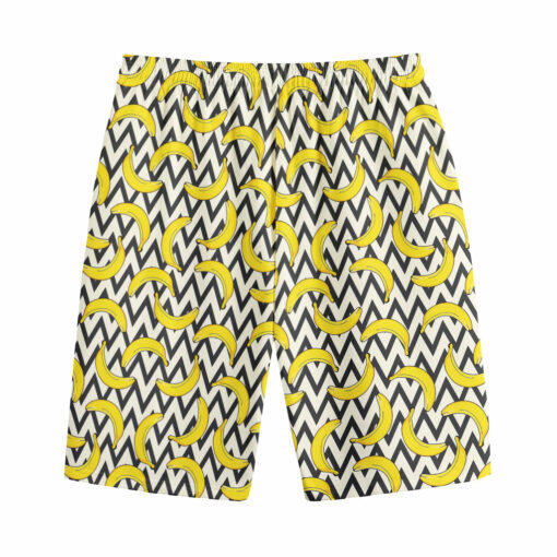 Zigzag Banana Pattern Print Cotton Shorts