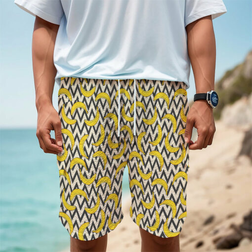 Zigzag Banana Pattern Print Men's Cargo Shorts