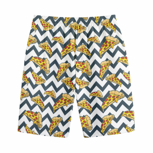 Zigzag Pizza Pattern Print Cotton Shorts