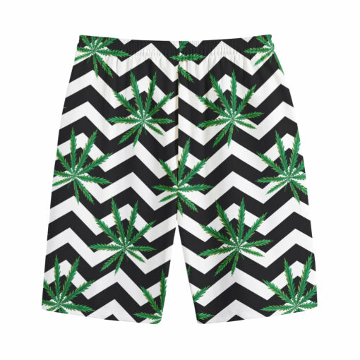 Zigzag Weed Pattern Print Cotton Shorts