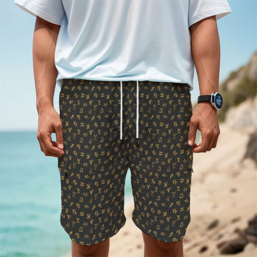Zodiac Astrological Signs Pattern Print Men's Cargo Shorts