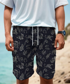 Zodiac Constellation Pattern Print Men's Cargo Shorts