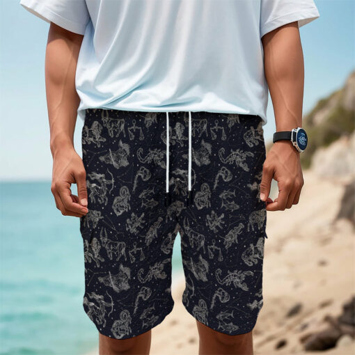Zodiac Constellation Pattern Print Men's Cargo Shorts