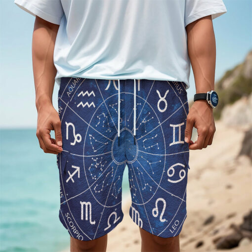 Zodiac Signs Wheel Print Men's Cargo Shorts