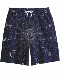Zodiac Symbols Circle Print Cotton Shorts