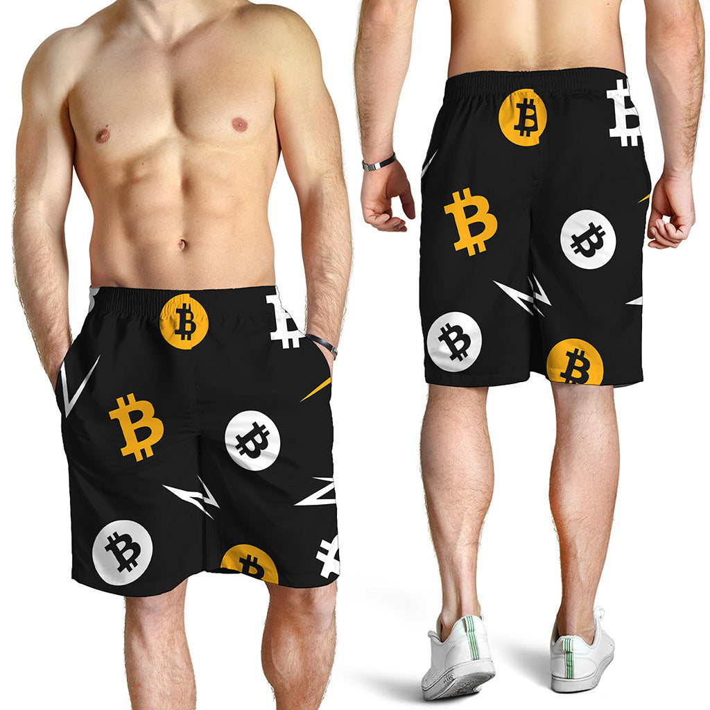 Bitcoin Symbol Pattern Print Men's Shorts Bitcoin Symbol Pattern Print Men's Shorts