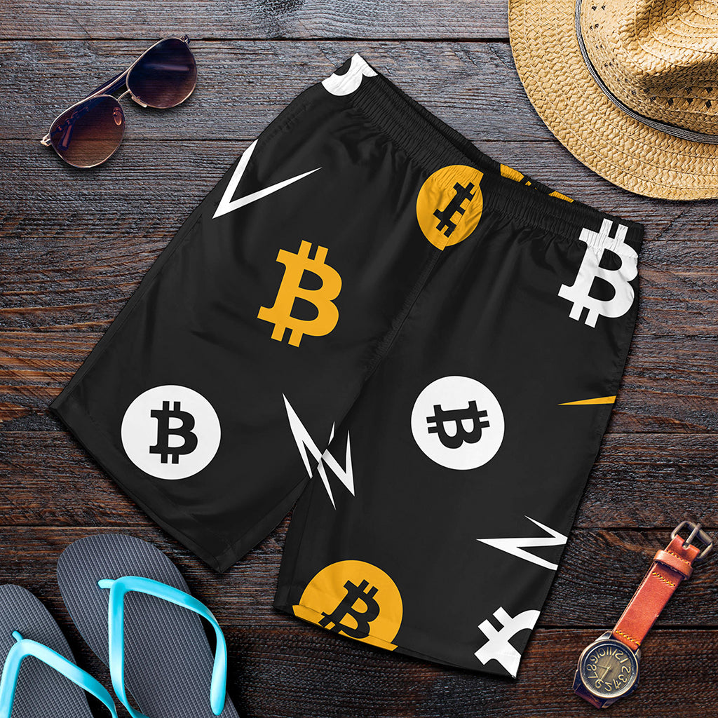 Bitcoin Symbol Pattern Print Men's Shorts Bitcoin Symbol Pattern Print Men's Shorts