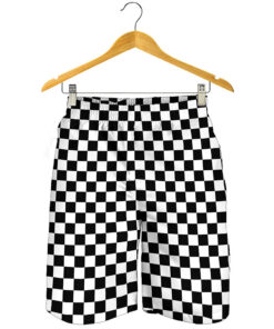 Black And White Checkered Pattern Print Men's Shorts