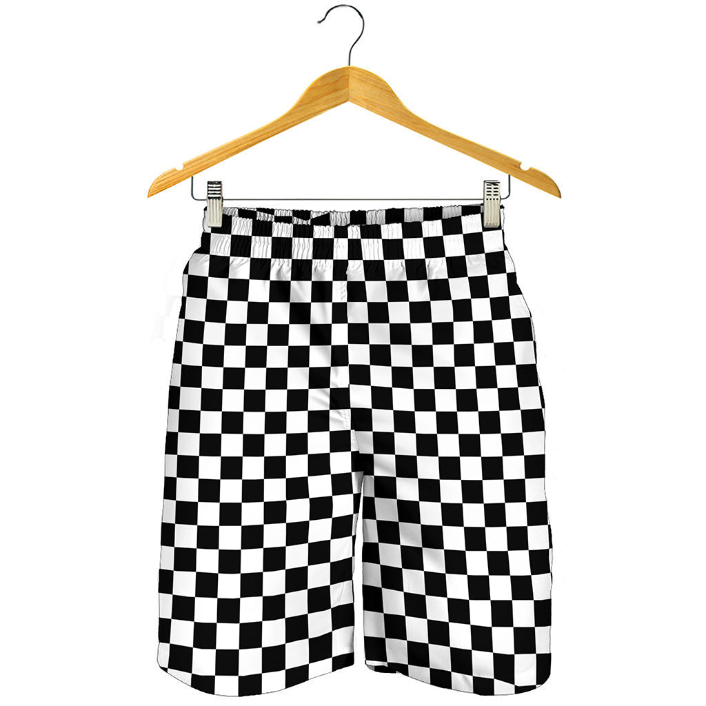 Black And White Checkered Pattern Print Men's Shorts Black And White Checkered Pattern Print Men's Shorts