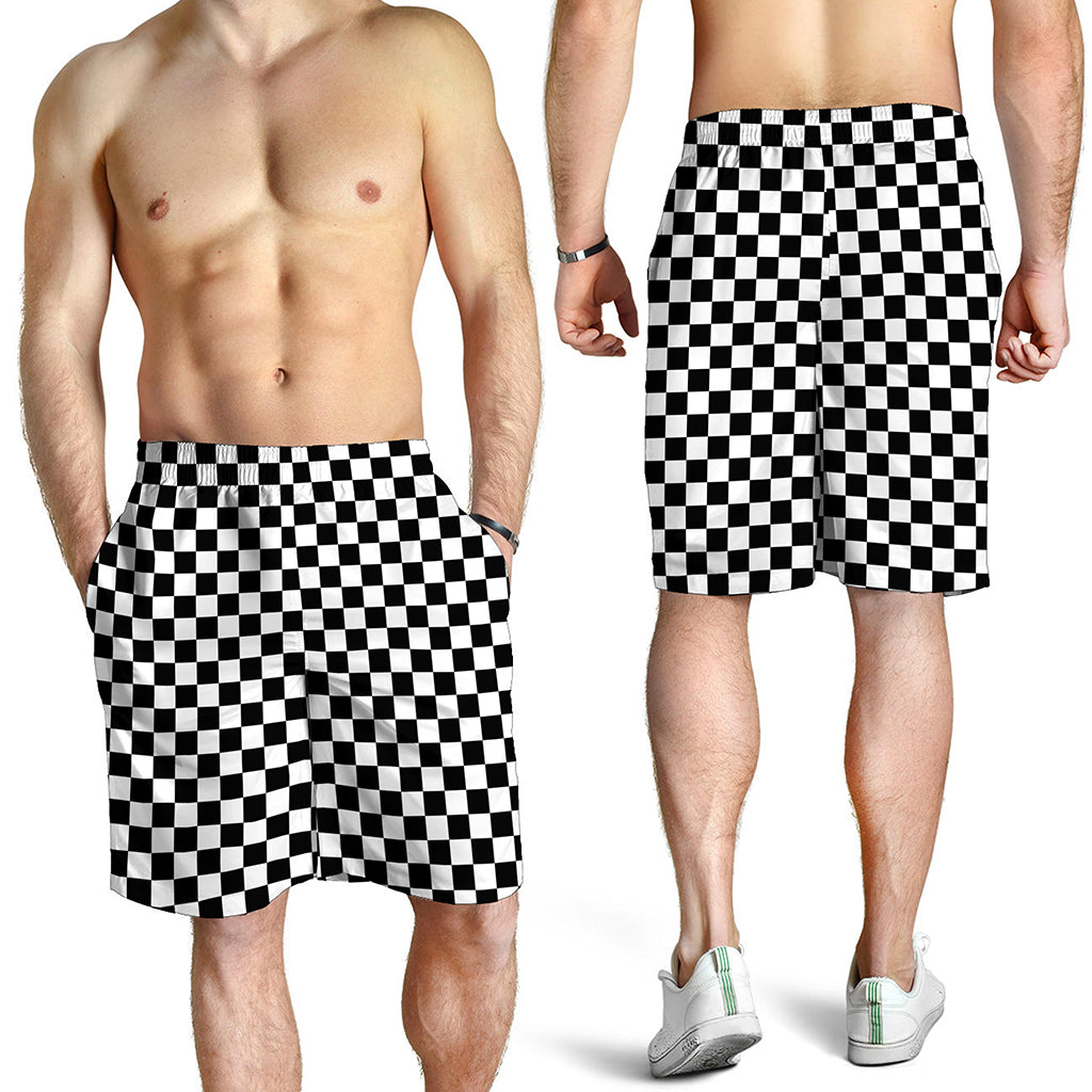 Black And White Checkered Pattern Print Men's Shorts Black And White Checkered Pattern Print Men's Shorts