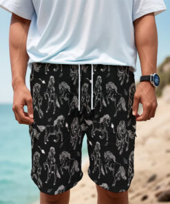 Black And White Horse Pattern Print Men's Cargo Shorts