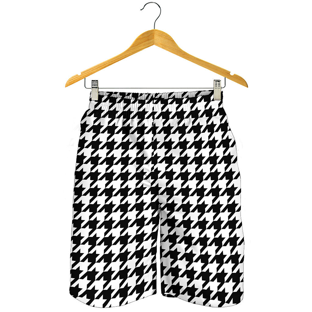 Black And White Houndstooth Print Men's Shorts Black And White Houndstooth Print Men's Shorts