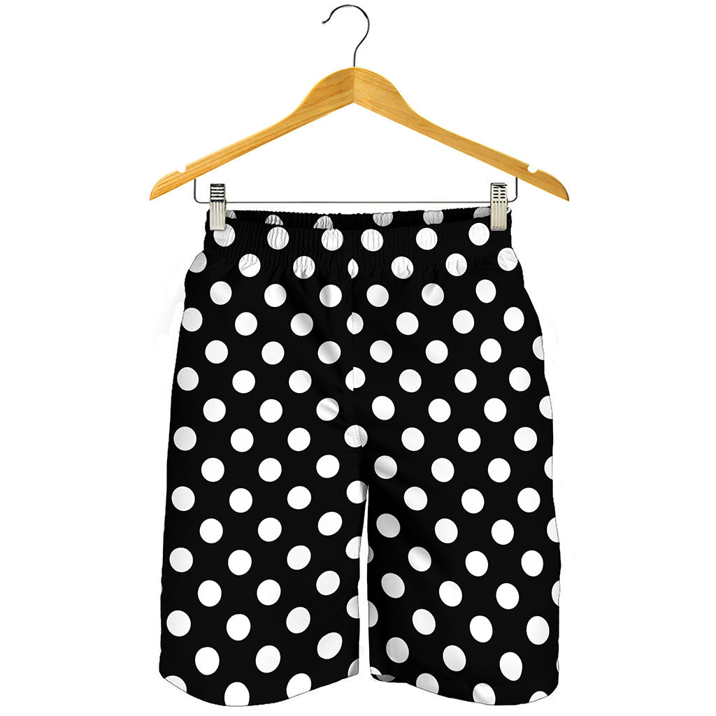 Black And White Polka Dot Pattern Print Men's Shorts Black And White Polka Dot Pattern Print Men's Shorts