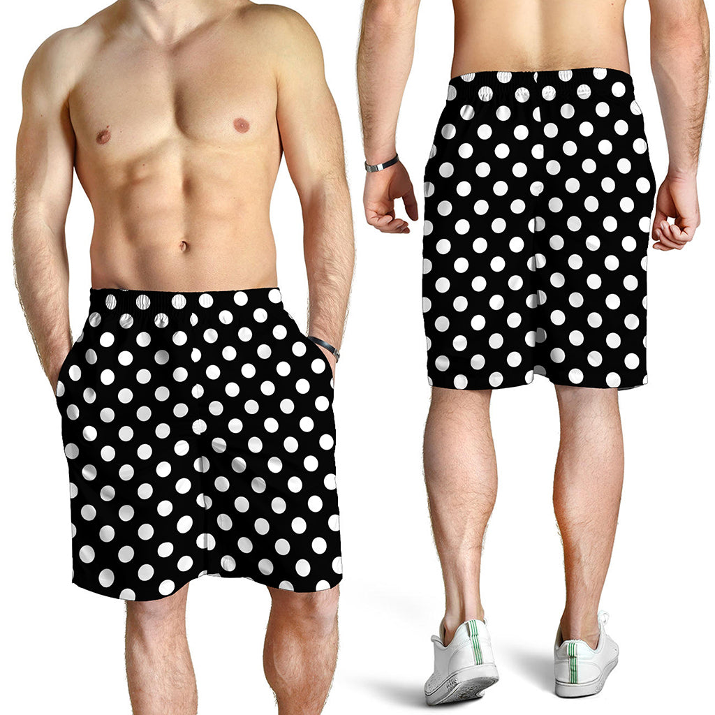 Black And White Polka Dot Pattern Print Men's Shorts Black And White Polka Dot Pattern Print Men's Shorts