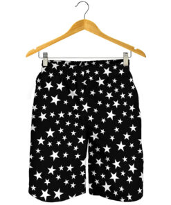 Black And White Star Pattern Print Men's Shorts