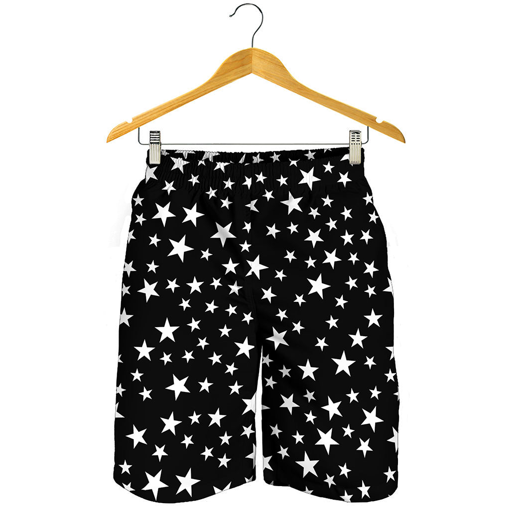 Black And White Star Pattern Print Men's Shorts Black And White Star Pattern Print Men's Shorts