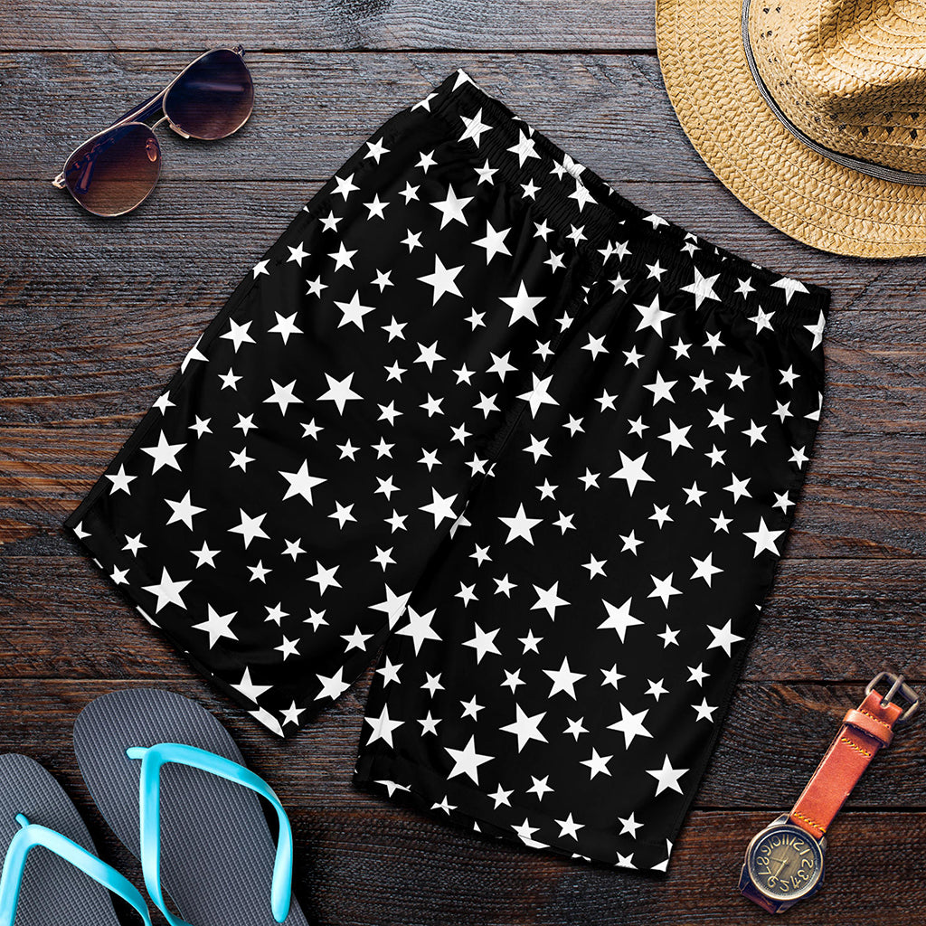 Black And White Star Pattern Print Men's Shorts Black And White Star Pattern Print Men's Shorts