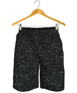 Black (NOT Real) Glitter Print Men's Shorts