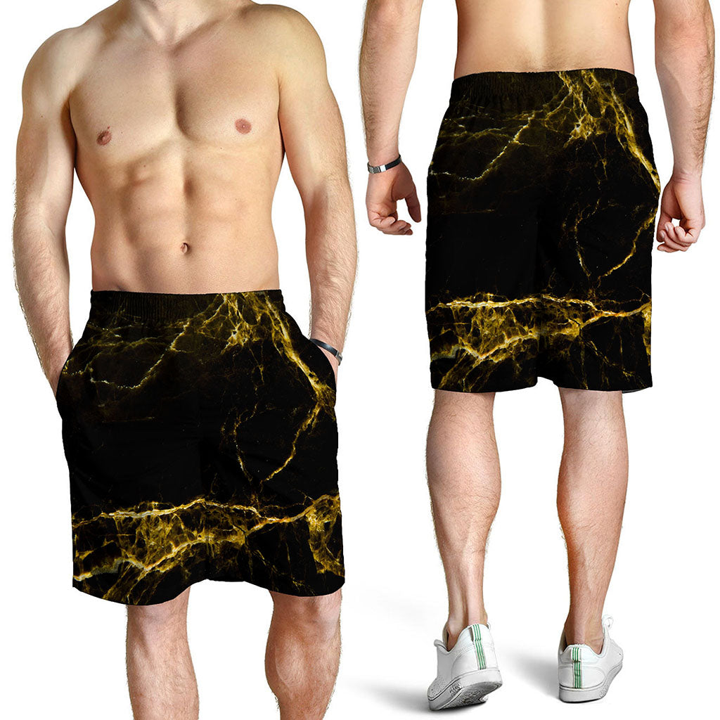Black Gold Marble Print Men's Shorts Black Gold Marble Print Men's Shorts