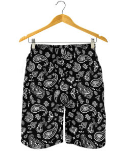 Black Paisley Bandana Pattern Print Men's Shorts