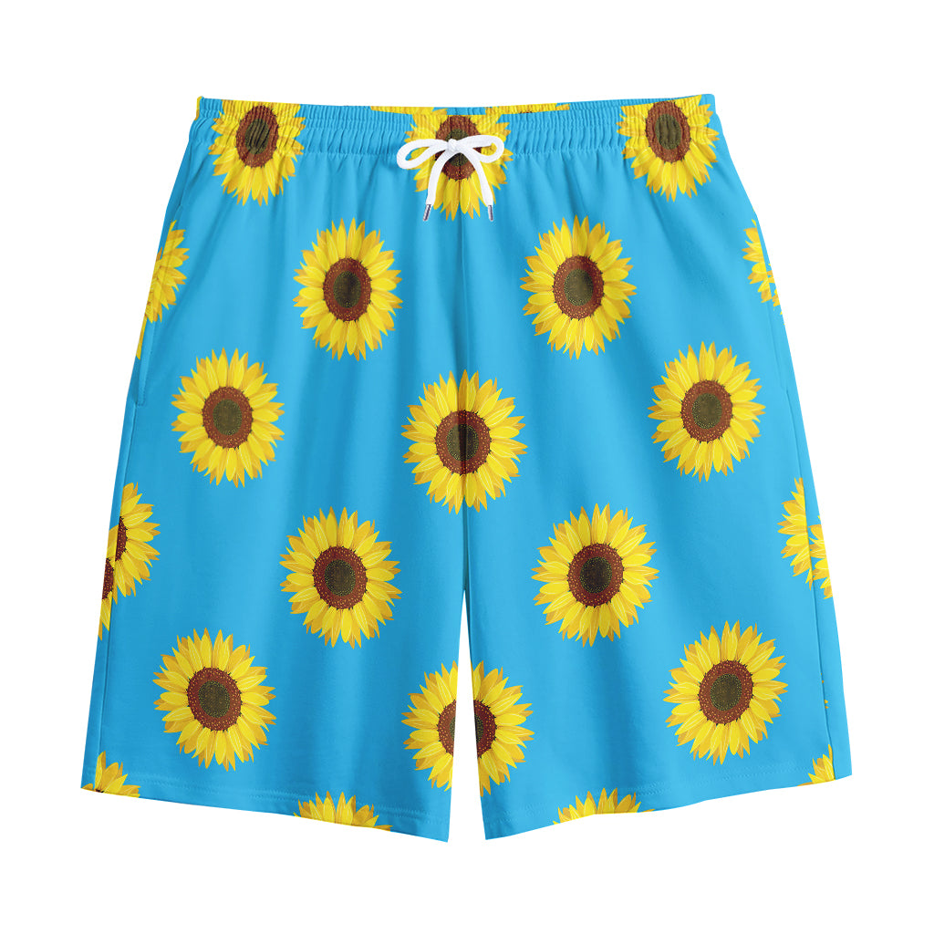 Blue Cute Sunflower Pattern Print Cotton Shorts Blue Cute Sunflower Pattern Print Cotton Shorts