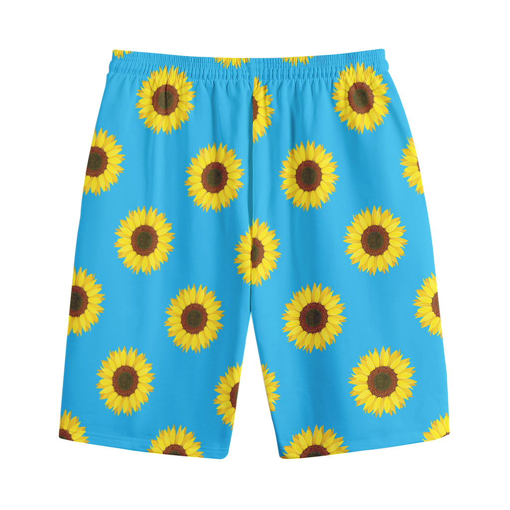 Blue Cute Sunflower Pattern Print Cotton Shorts Blue Cute Sunflower Pattern Print Cotton Shorts